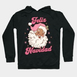 Feliz Navidad Pink Santa Spanish Christmas Hoodie